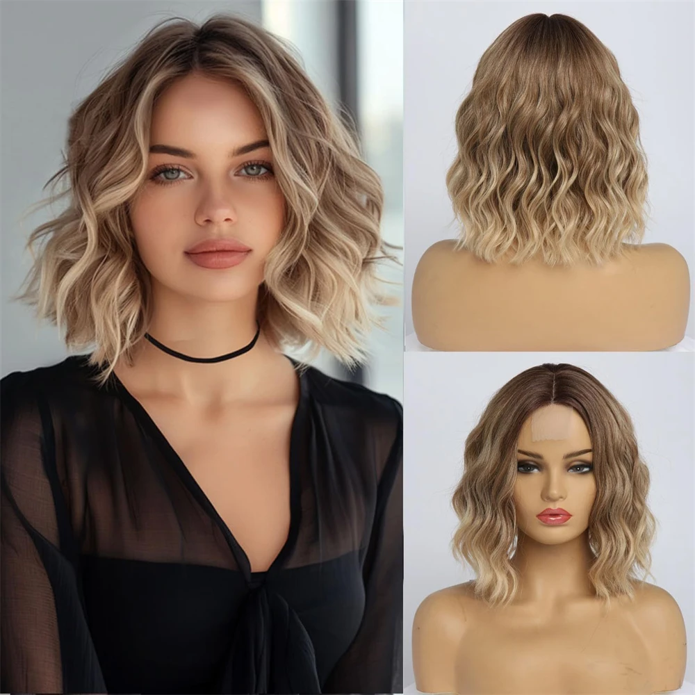 

Full head wig, wavy short hair, heat-resistant fiber high-temperature silk wig, playful curly hair suitable for women