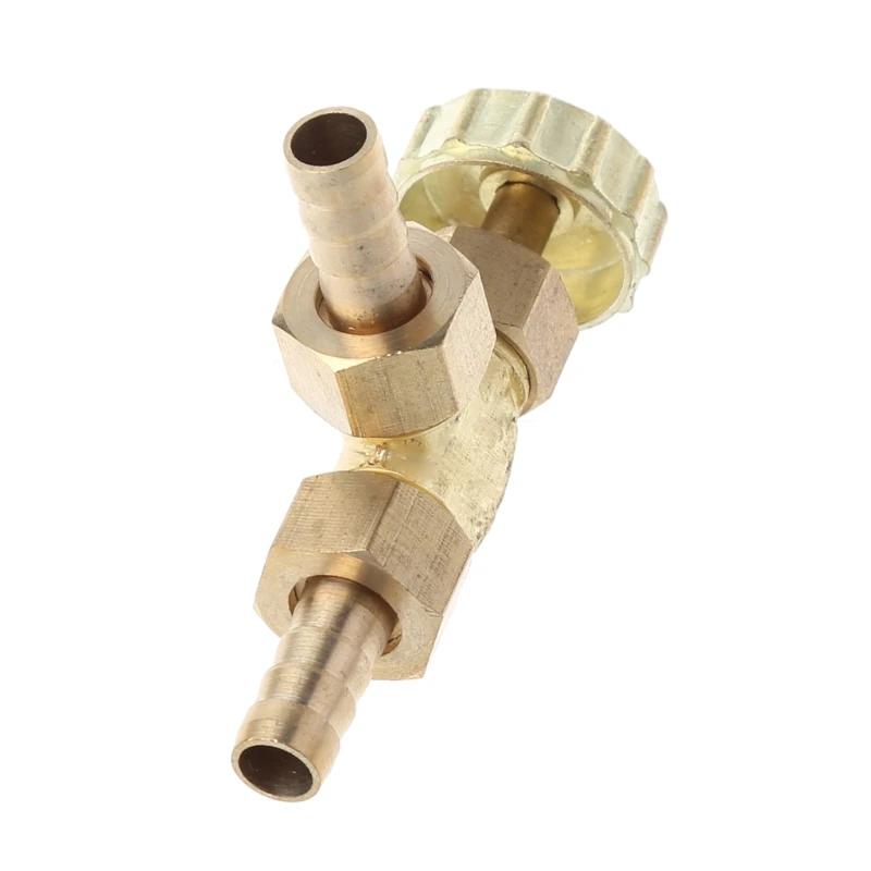 Elbow Brass Needle Valve 8mm/10mm Propane Butane Gas Adjuster Barbed Spigots 1 Mpa