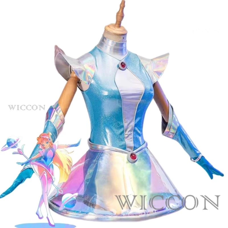 Game LOL Luxanna Crownguard Lady of Luminosity Lux Cosplay Costume Skin Lacras's "Space Rhythm: Glowing Globe Sexy Skirt Suit