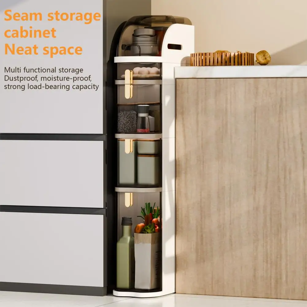 

4-Tiers Transparent Small Bathroom Storage Cabinet, Narrow Bathroom Storage Cabinet, Slim Bathroom Floor Organizer with Drawers