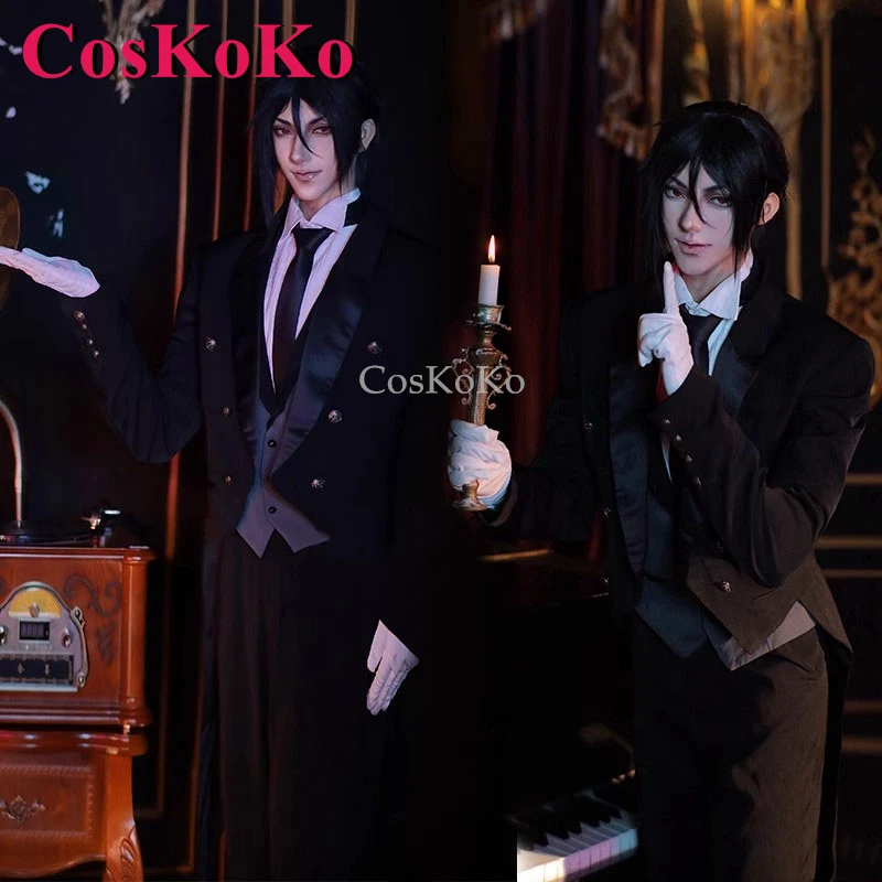 

CosKoKo Sebastian·Michaelis Cosplay Costumes Anime Black Butler Fashion Swallow-Tailed Coat Halloween Party Role Play Clothing
