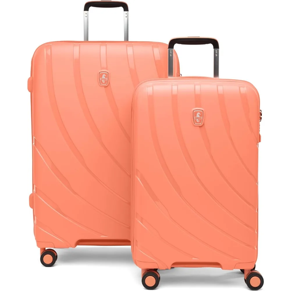 

Набор чемоданов Atlantic из двух предметов — расширяемые спиннеры с твердой поверхностью для ручной клади среднего и большого размера в клетку