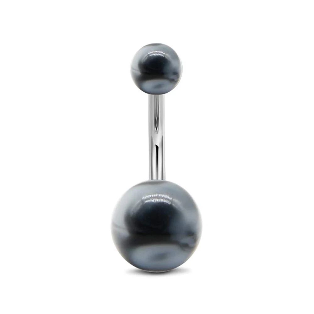 1Pcs Belly Button Rings Stainless Steel 14G CZ Navel Rings 3/8\