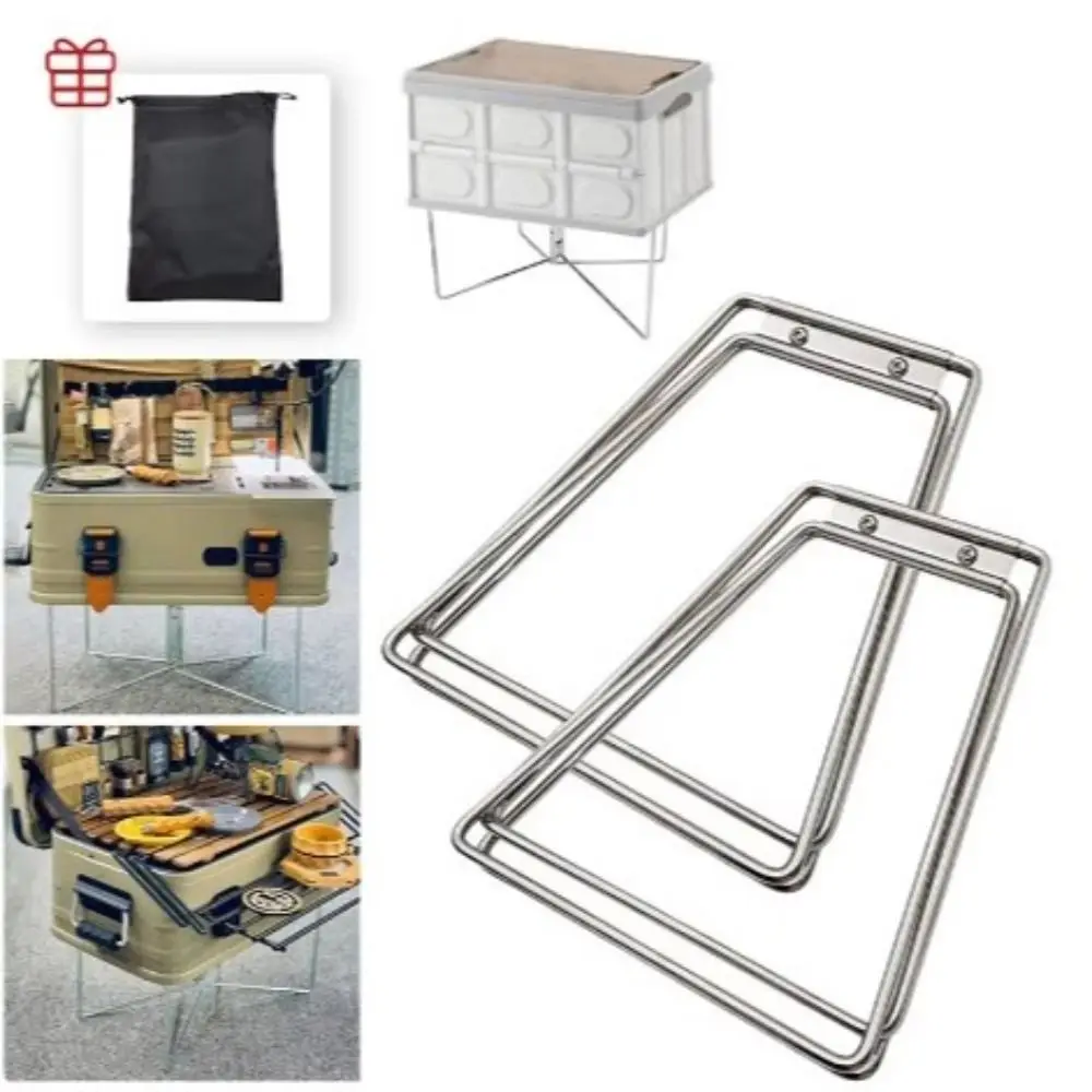 

Folding Camping Cooler Box Stand Metal Stainless Steel Container Holder Heavy Duty Large Load Capacity Storage Box Rack