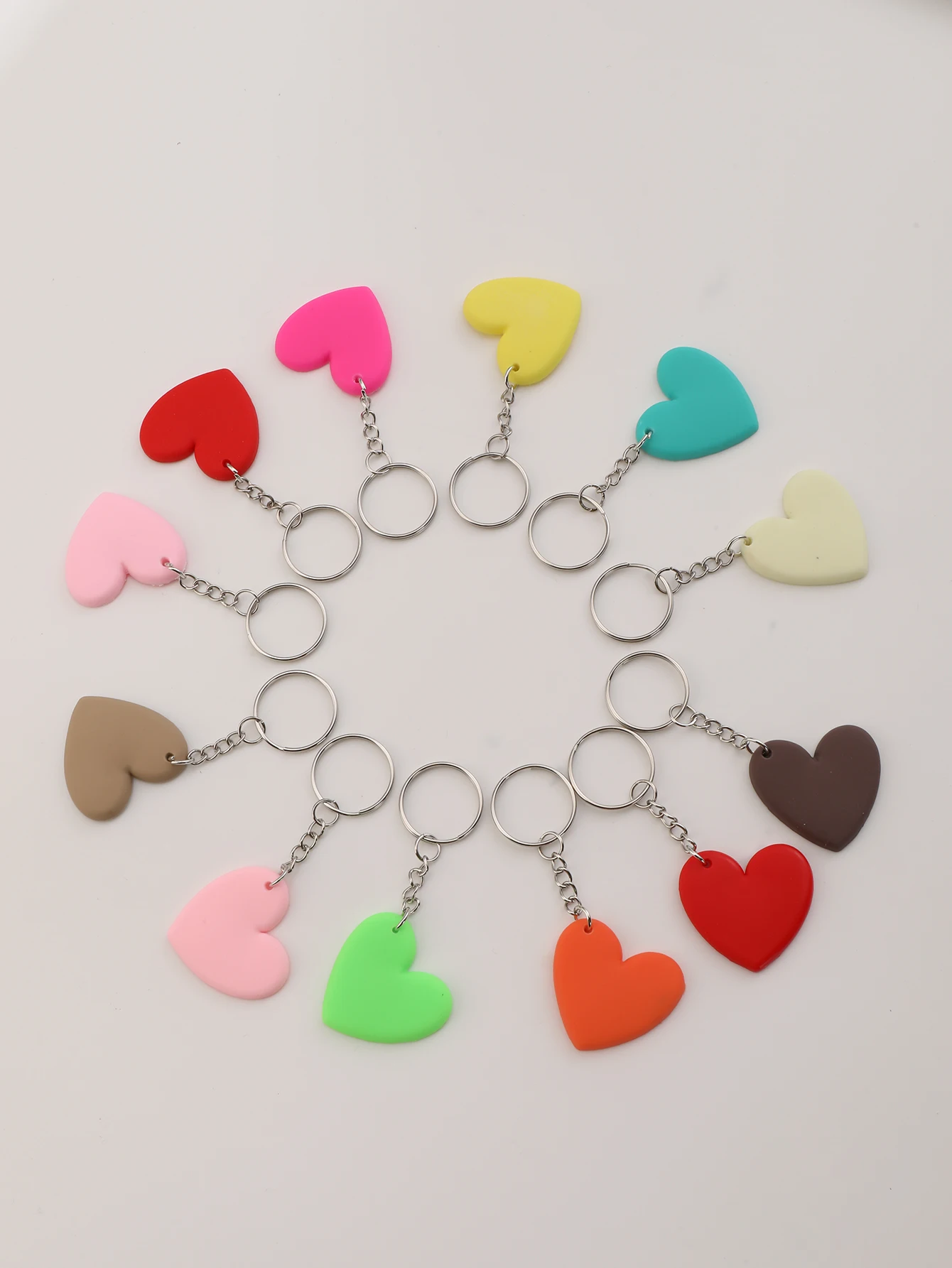 12pcs PVC Heart Keychain Cute Fashion women Key Chain Ring Bag Backpack Charm Birthday Valentine\'s Day Party Decor Gift