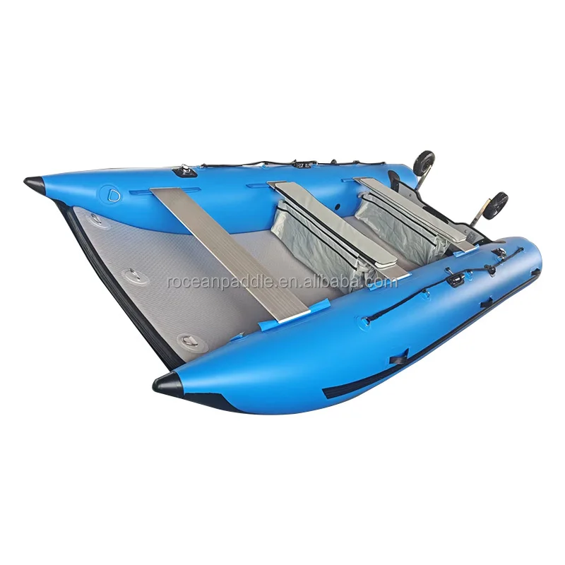 High Quality 11' 12' 13' 14' Inflatable Catamaran Boats Inflatable Boat Air Deck Floor Inflatable Catamaran For Fishing