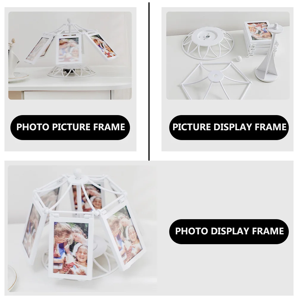 

Rotating Music Box Photo Frame Rotatable Picture Frame Tabletop Desk Decor Christmas Birthday Gift Home Display