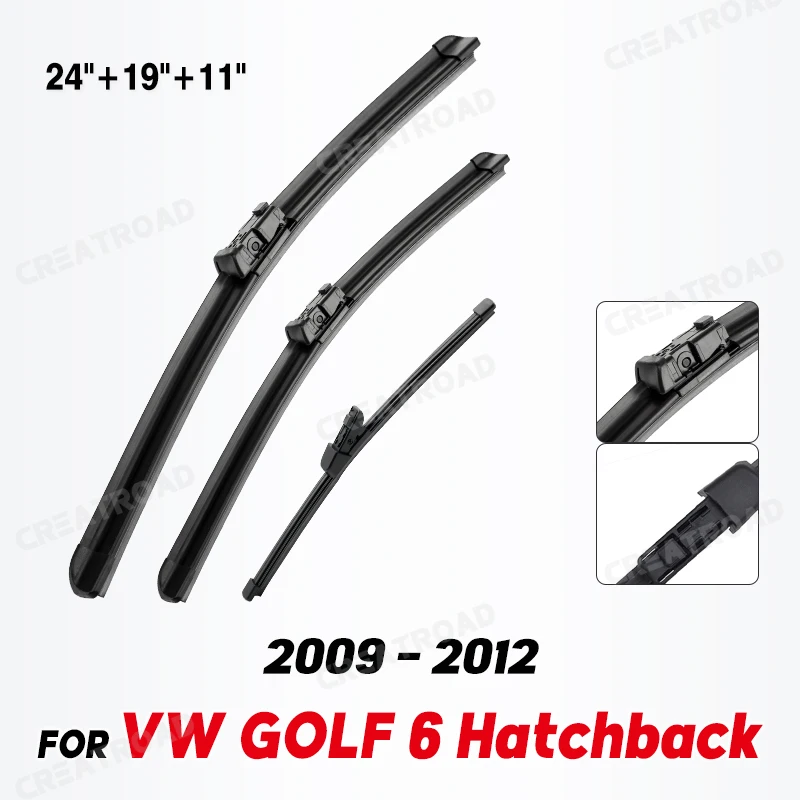 Wiper LHD Front & Rear Wiper Blades Set For VW GOLF 6 Hatchback 2009 - 2012 Windshield Windscreen Window Brushes 24