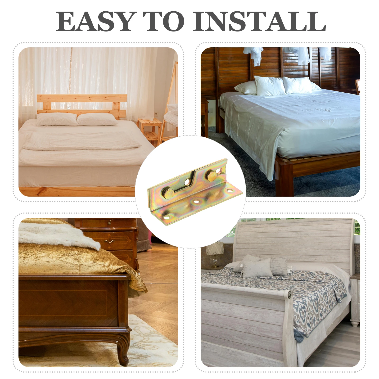 

4pcs Hinges Pins Heavy Duty Iron Replacement Parts Wood Beds niture Wood Bed Rail Fasteners Hardware Brackets Fittings