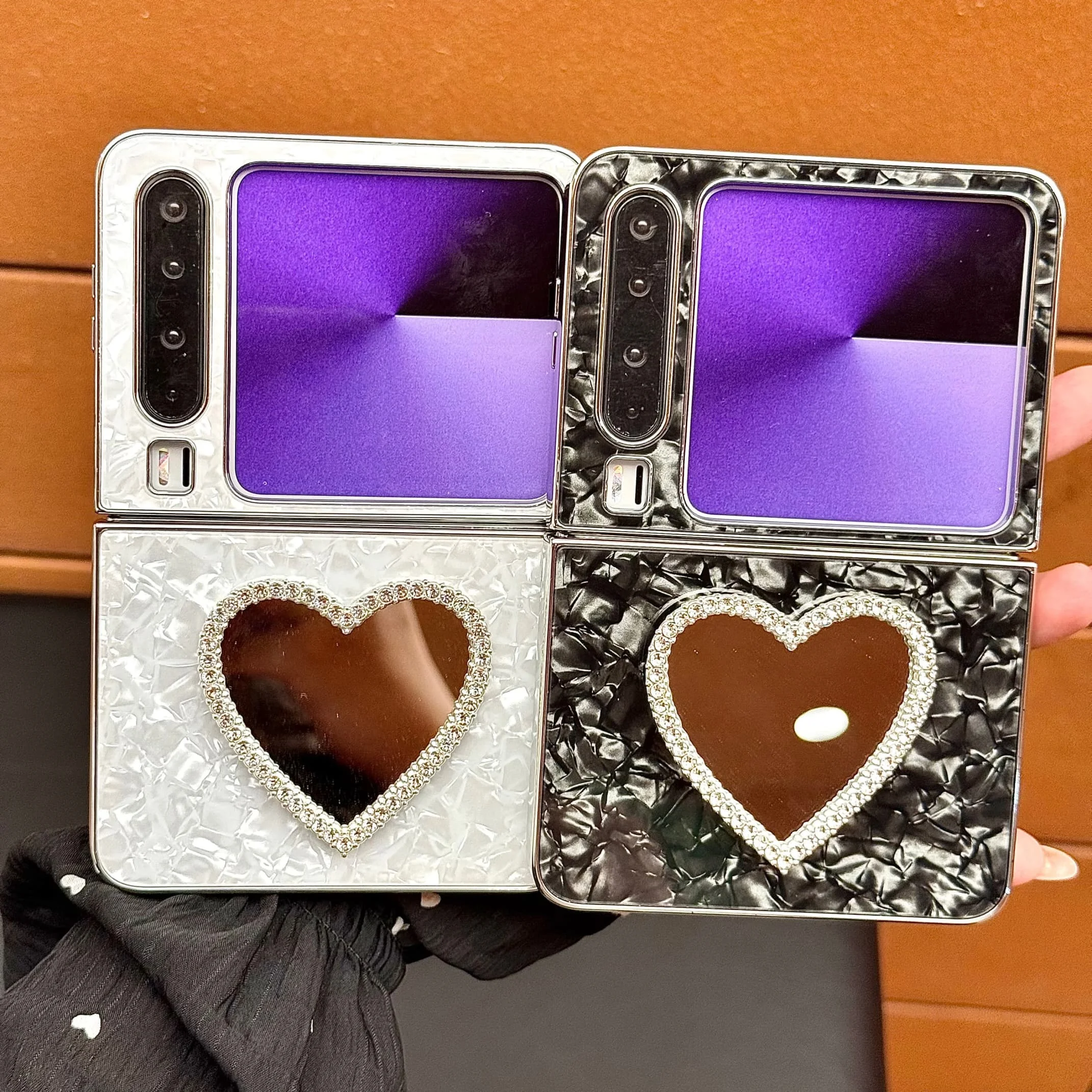 الغطاء الخلفي لهواوي بورا X حافظة شل الحب مرآة معصمه سوار سلسلة الصلب PC حافظة هاتف مقاومة للصدمات