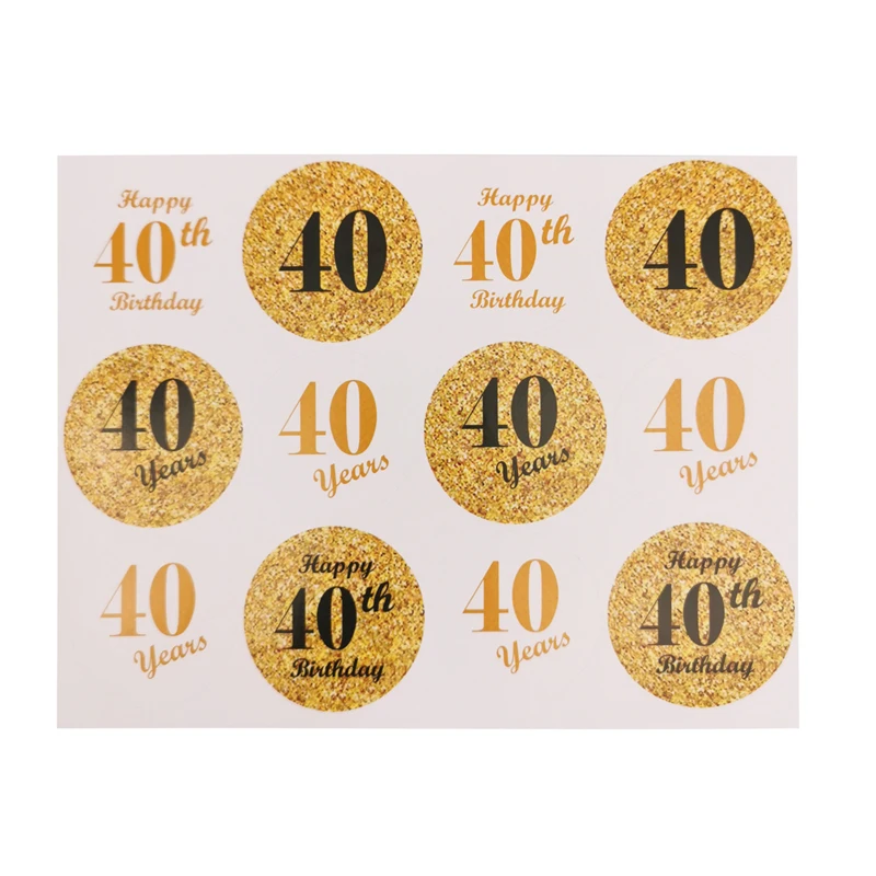 1 Beutel Gold, Durchmesser 4 cm, „Cheers“-Aufkleber zum 30., 40., 50., 60. Geburtstag, Papieraufkleber, Happy Birthday Party Siegelaufkleber, Geschenkaufkleber, Dekoration zum Jubiläum – Detail 3
