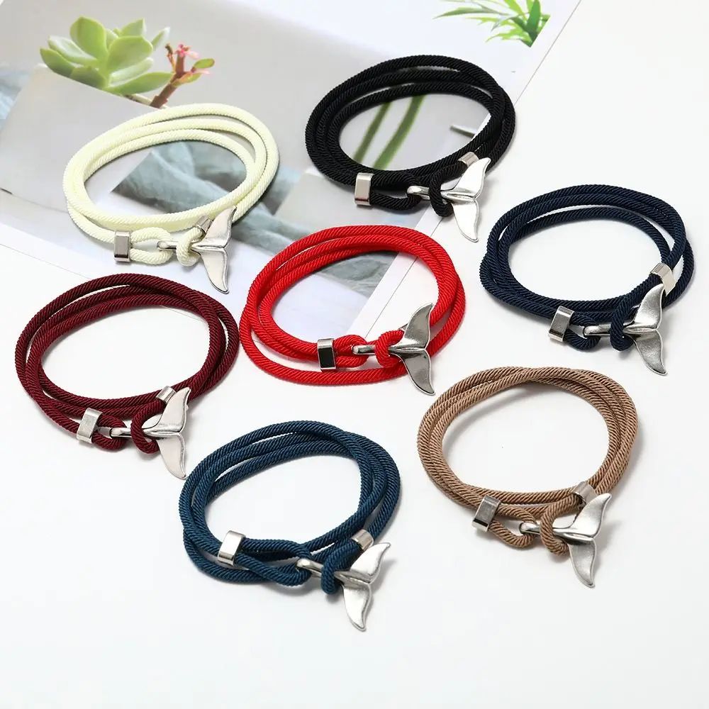 Baleia cauda nicho design na moda casal liga pulseira masculina moda jóias estilo coreano alça de mão trançada corda pulseira