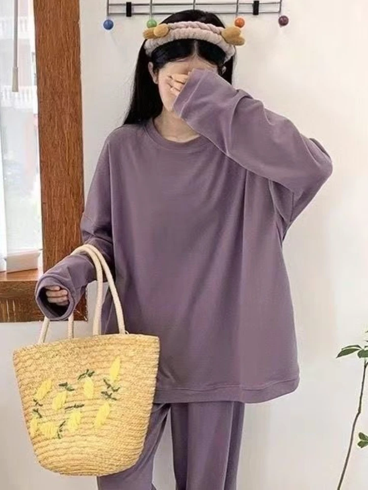 Pajama Sets Women Solid Sleepwear Warm Autumn Creativity Simple Daily Home Leisure Elegant Basics Popular Tender Lovely Comfort