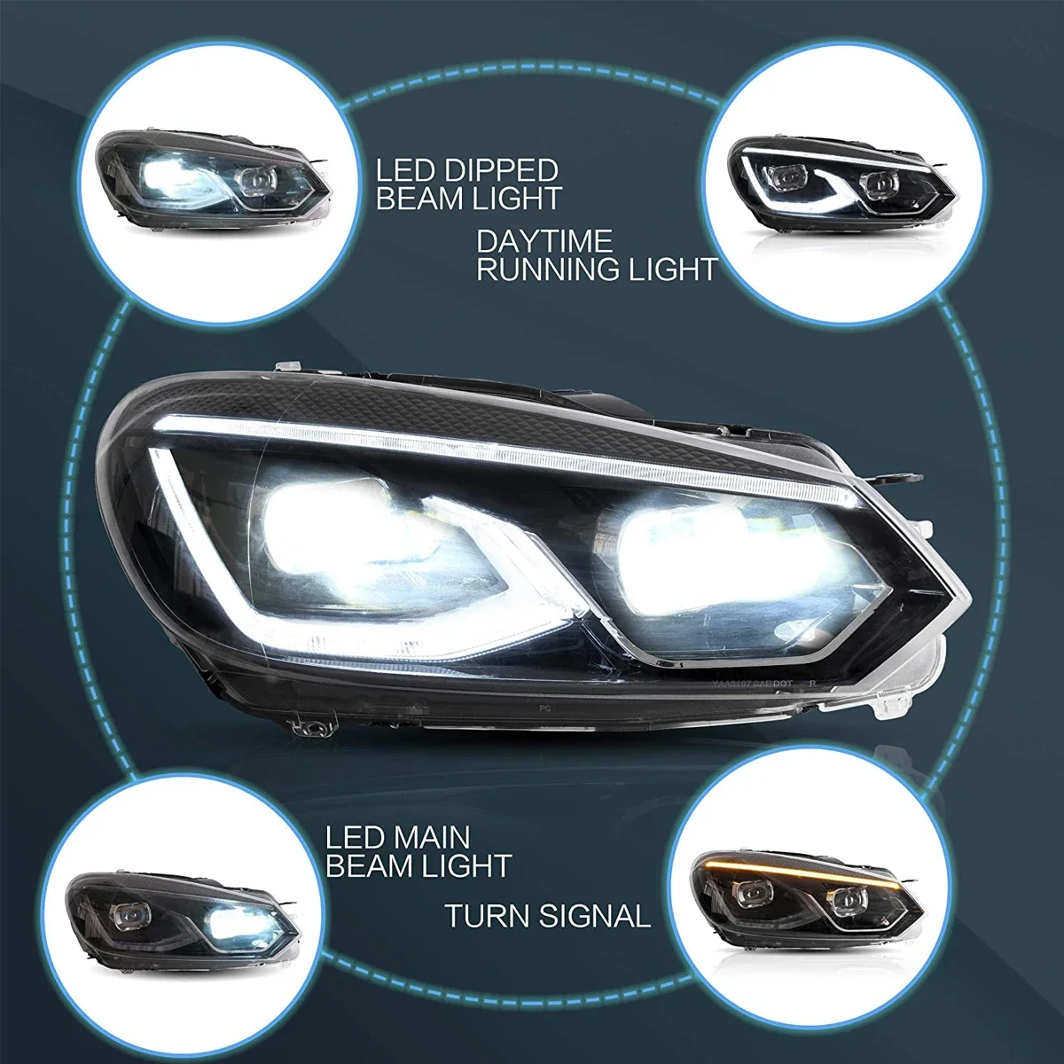 

Автомобильные фары, светодиодные передние фары в сборе для VW Volkswagen Golf 6 MK6 2008-2013, фары DRL, указатели поворота, анимационные огни
