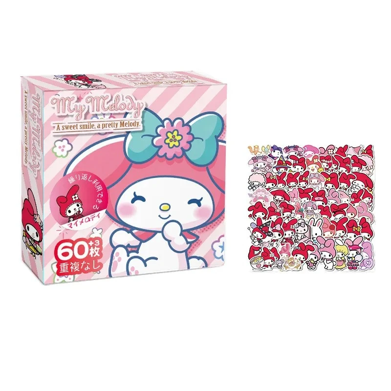 60 pièces Hello Kitty Kuromi cannelle Pochacco autocollant pour enfants fille créative bricolage carnet journal mignon dessin animé autocollant décoratif