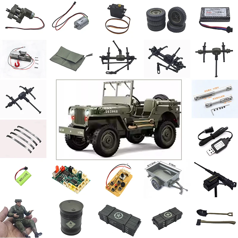 JJRC C8815 RC Autoteile Antriebswelle Hauptbalken Vorder- und Hinterachsen Platine Motorreifen für 1/10 WILLYS Jeep Rc Autozubehör