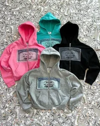 Outono y2k retro hoodies para homem e mulher com padrões personalizados impressos estilo y2k rua com capuz cardigan mangas compridas