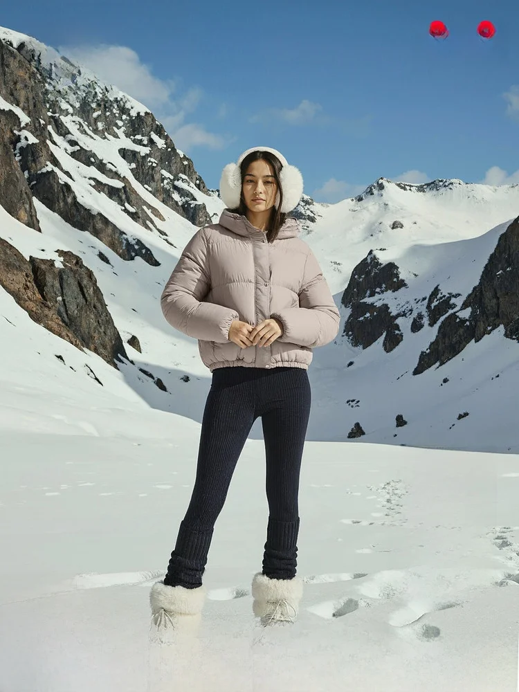 

Warm Puffy Hooded Cotton Jaet Bread Sle Cozy Winter Outerwear H&M Women's Faion Polyester Fiber 00% Winter Coat