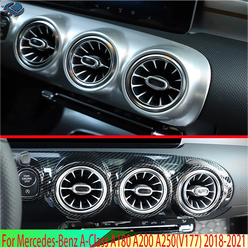 

For Mercedes-Benz A-Class A180 A200 A250 V177/W177 2018-2021 Car Accessories ABS Chrome Air Vent Outlet Cover Dashboard Trim