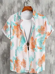 Print Shirts Men Fashion Hawaiian Shirt Short Sleeve Casual Beach Shirts  Single-Breasted Blouse Men's Clothing