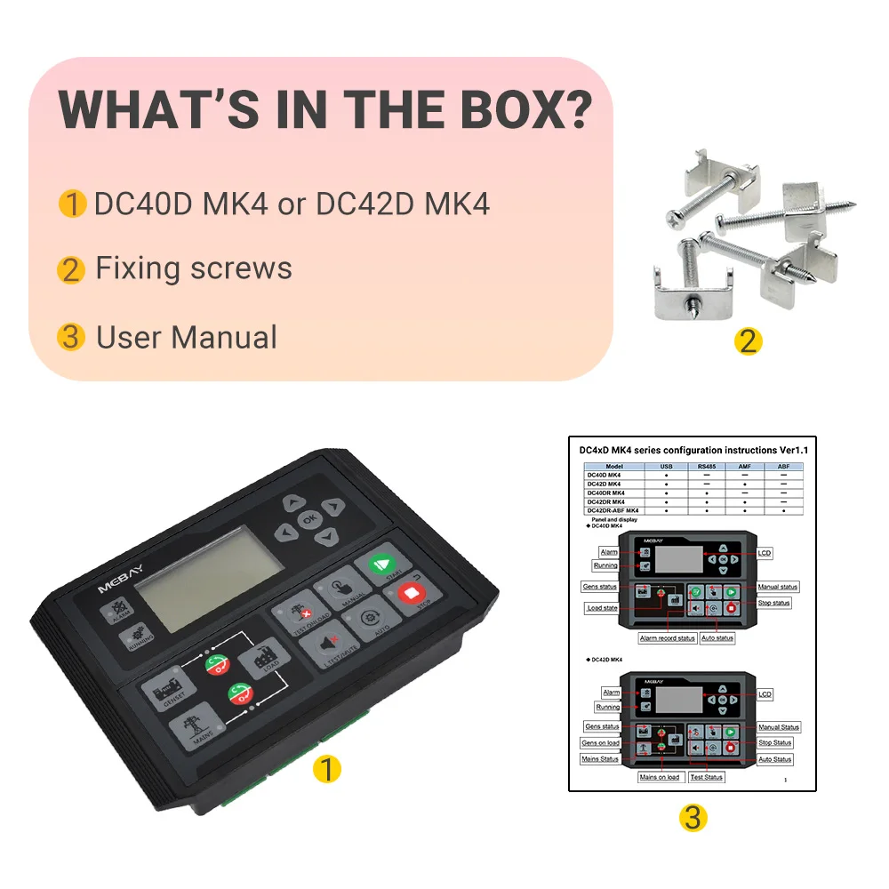 MeBay DC40D/42D MK3 Generatorsteuerung für Diesel-Aggregat Start-Stopp-Parameter Überwachung Aggregat-Teile – Detail 32