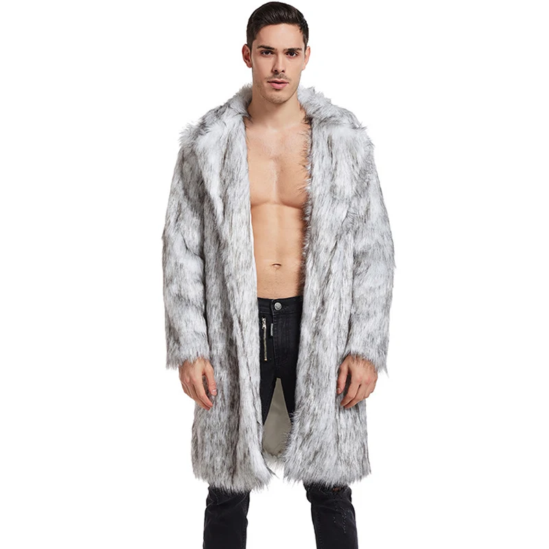 

Men's High-quality Faux Fur Coat for Autumn Winter New Arrival Faux Fur Long Jacket European and American Foreign Trade Popular