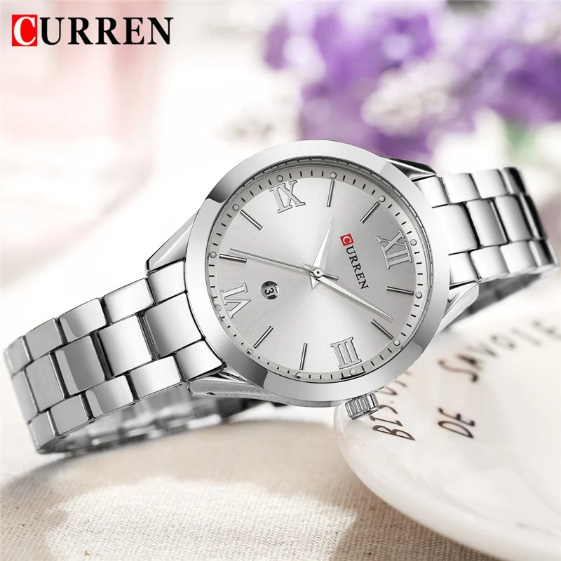 CURREN Watch For Women  Top Brand Luxury Fashion Ladies Watch Silver Stainless Steel Classic Bracelet Female Clock Gift 9007