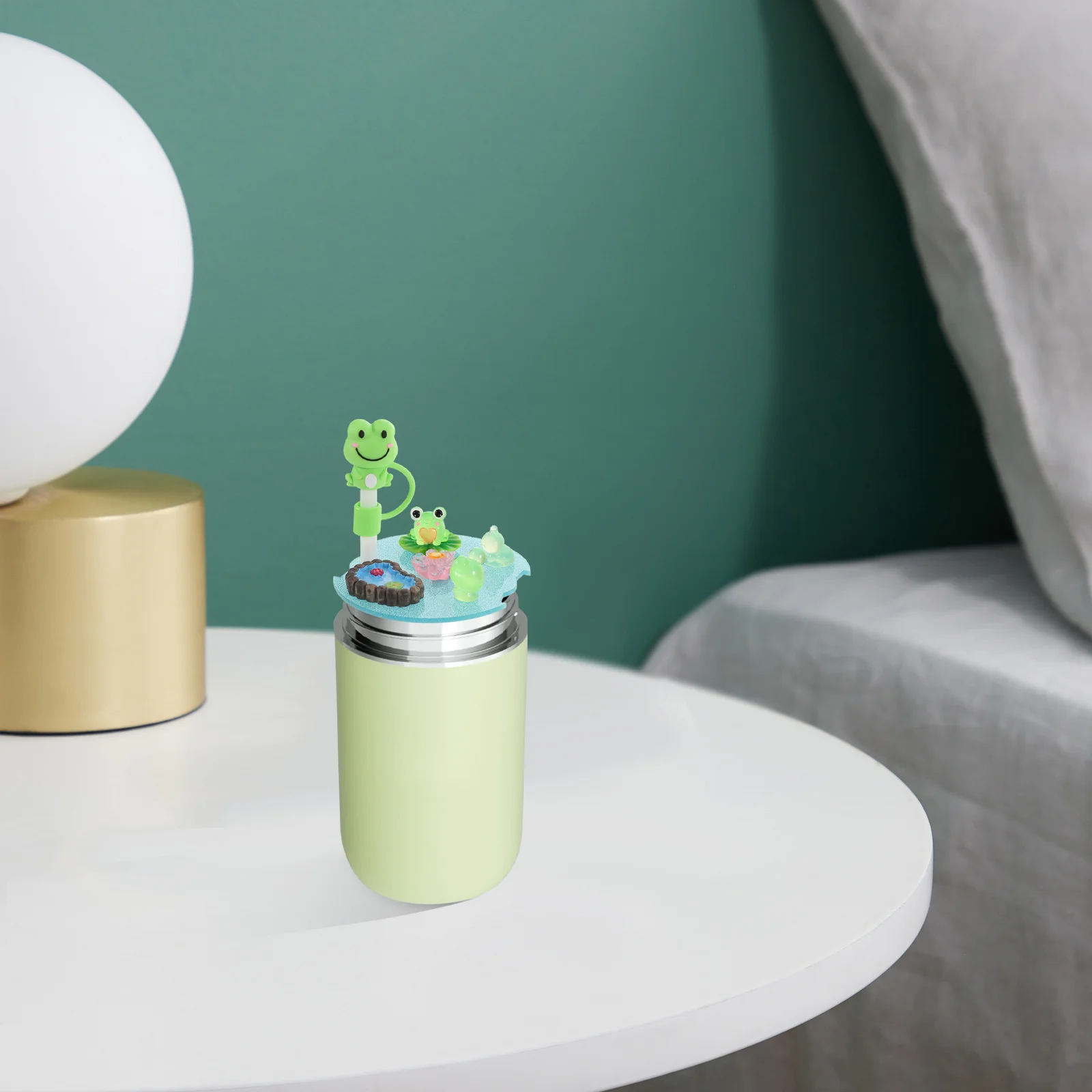 

Fluorescent Frog Cup Lid Silicone Straw Cap Tumbler Cover Cute Animal Design Dust Proof for Coffee Tea Glass Reusable Funny