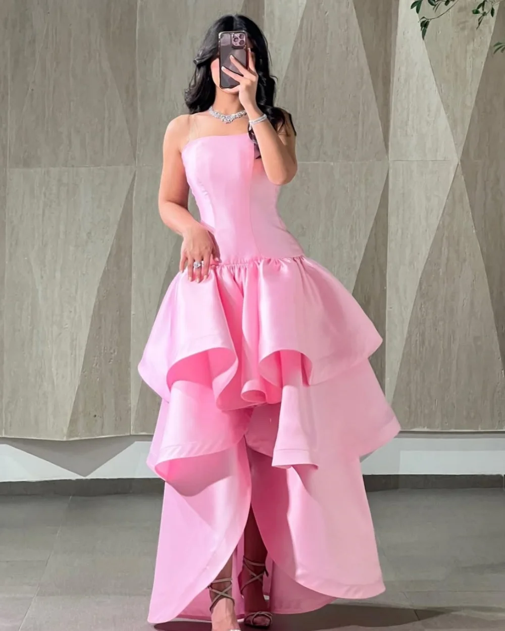 

Customized Elegant Simple Jersey Tiered Ruched A-line Strapless Long Dresses Bespoke Occasion Dresses Sizes Available Matching