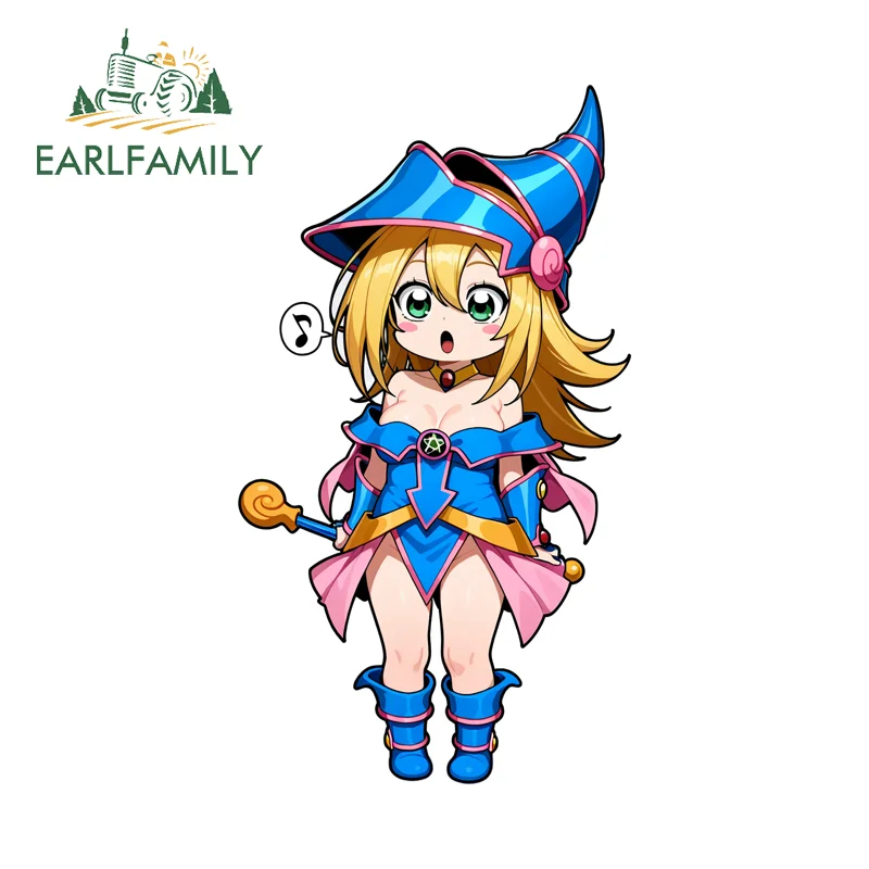 

EARLFAMILY Chibi Dark Magician Car Stickers Cute Personality Rearview Mirror Window Decals Sunscreen Scratch-Proof Car Gadget