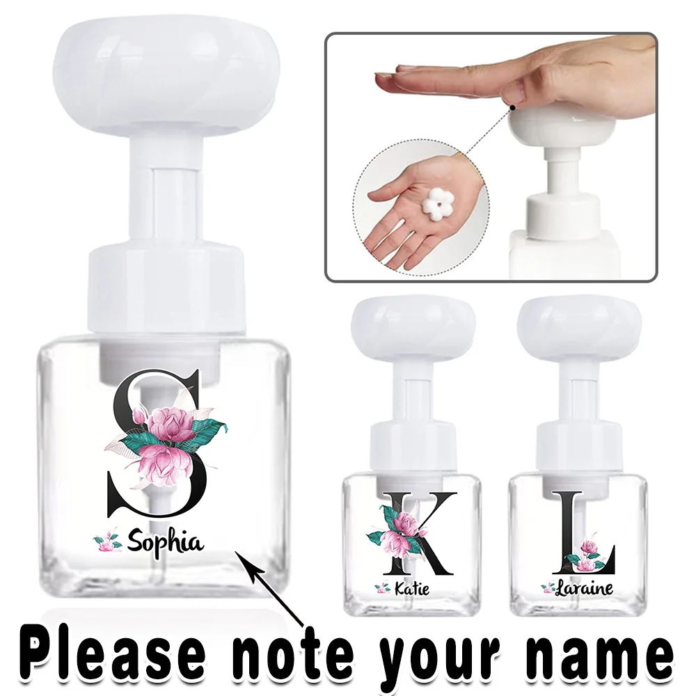 

Customized Name 250ml Foam Bottle Refillable Pump Soap Dispenser Facial Cleanser Container Bathroom Accessories Hand Sanitizer