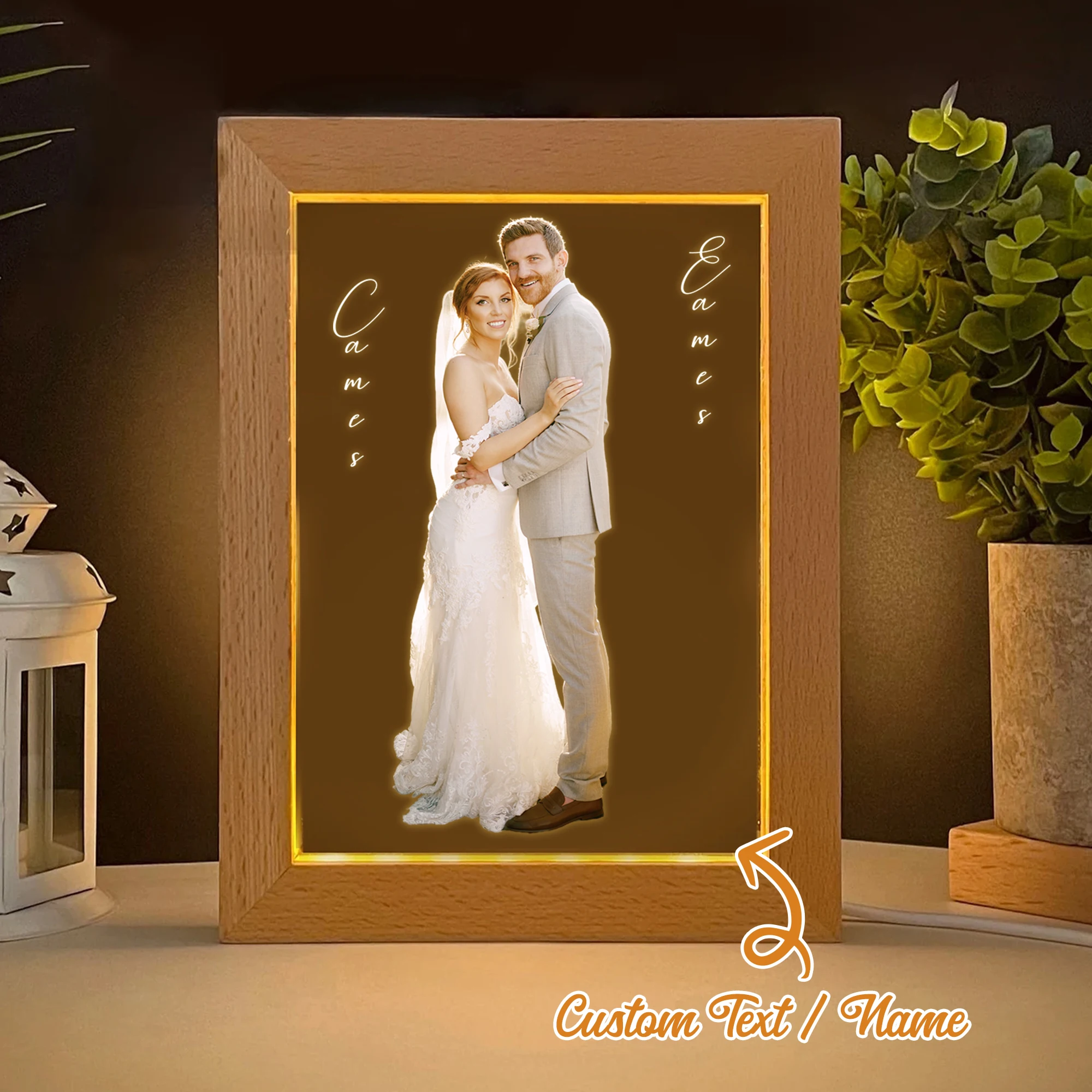 

Wedding Photo Custom Name LED Night View Photo Frame Personalized Gift Family Living Room Bedroom Dining Room Home Decoration