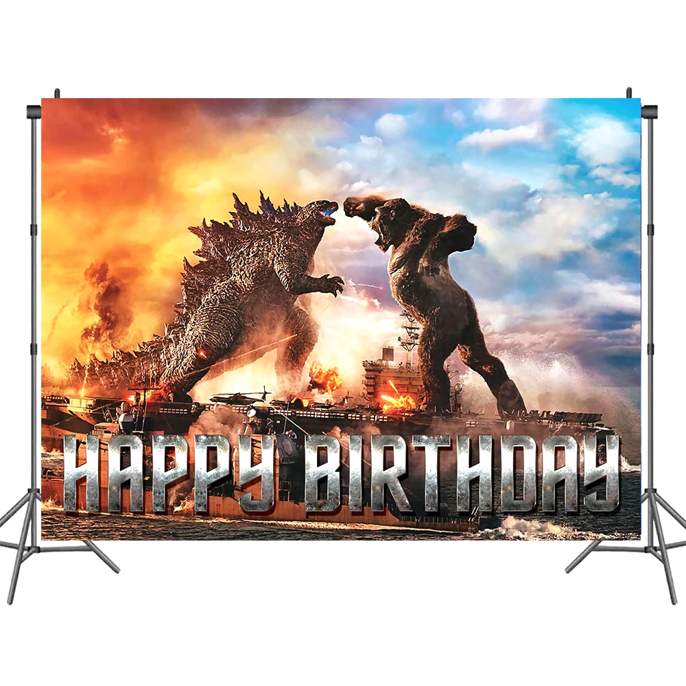 Godzilla Vs Kong Background Anime Print Film Cartoon Birthday Party Living and Bed Room Wall Hanging Decoration Shoot Backdrops