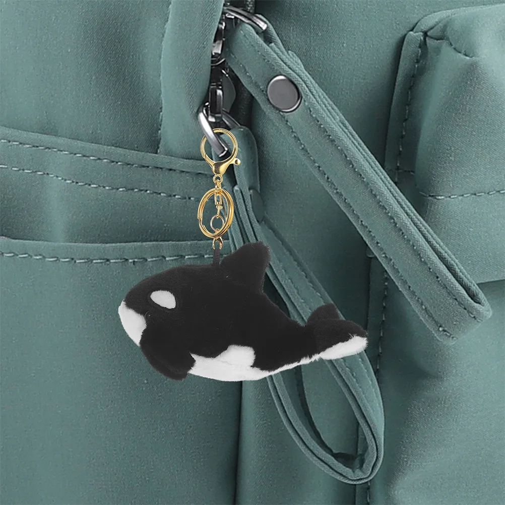 2 Pcs Killer Whale Keychain Toy Orca Stuffed Animal Keyring Pendant Decorative Bag