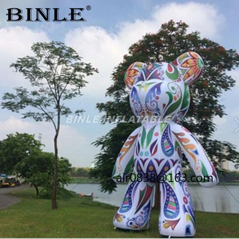 Oso de peluche inflable colorido gigante, mascota inflable, Animal de dibujos animados para publicidad en centro comercial