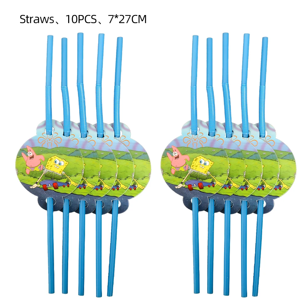 Spongebob Birthday Party Decoration Backgrounds Balloon Set Disposable Tableware Cup Knife Fork Baby Shower Supplies