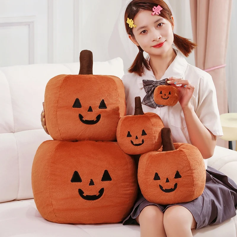 High Quality Orange Halloween Pumpkin Plush Doll Cute Pumpkin Plush Pillow Cushion Holiday Decoration Gift For Boys And Girls