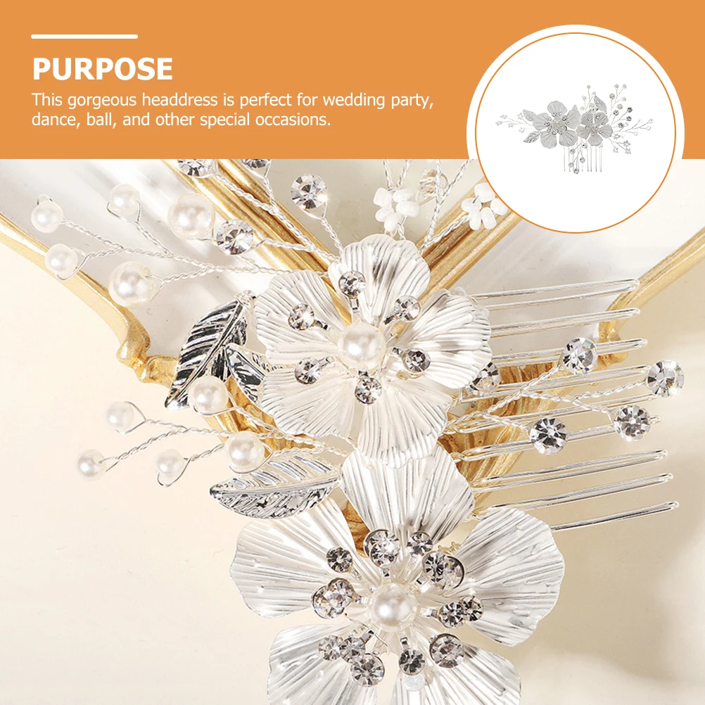 

Wedding Headdress Pearl Crystal Hair Comb Bridal Headpieces Accessories Rhinestone Flower Hair For Party Dance Ball