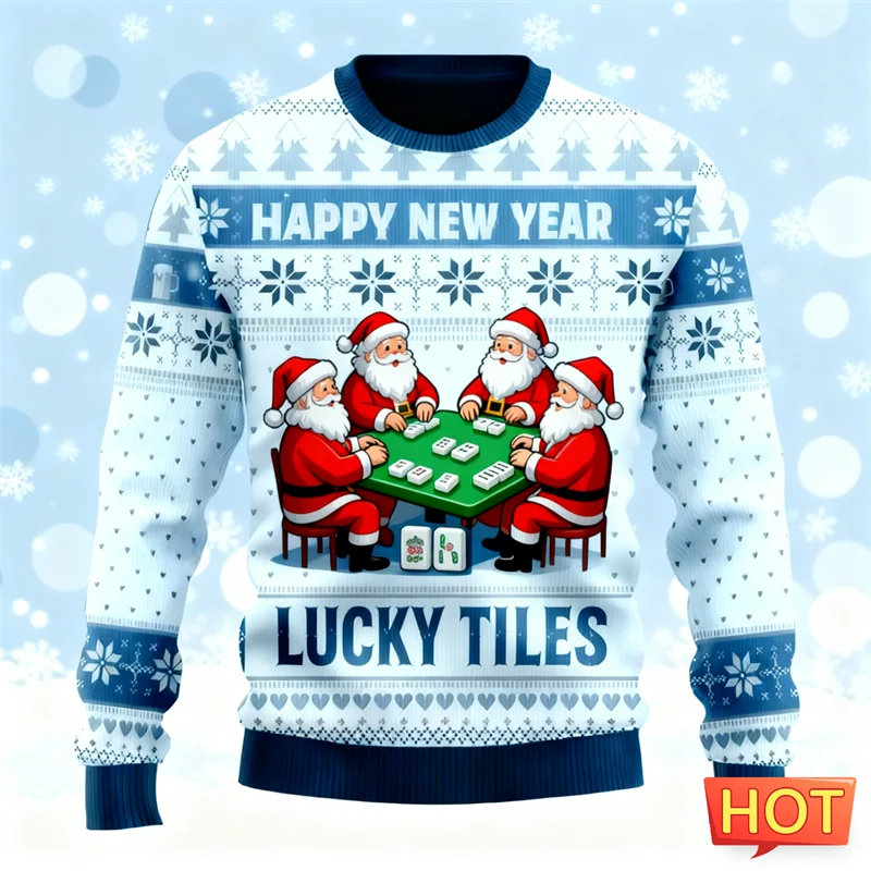 

2026 New Funny Santa Claus Graphic Sweatshirts Fashion Holiday Wear 3D Printed Ugly Christmas Hoodies Loose Breathable Pullovers