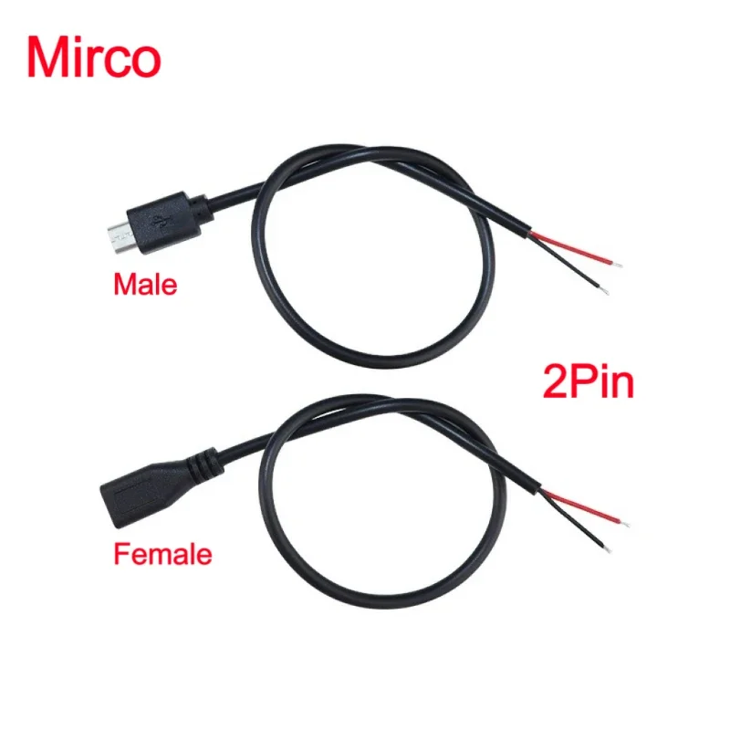 1M USB Type A Male Female Type C Micro Connector 2Pin 4pin core Power Supply Cable Extension Adapter repair welding Wire 30cm