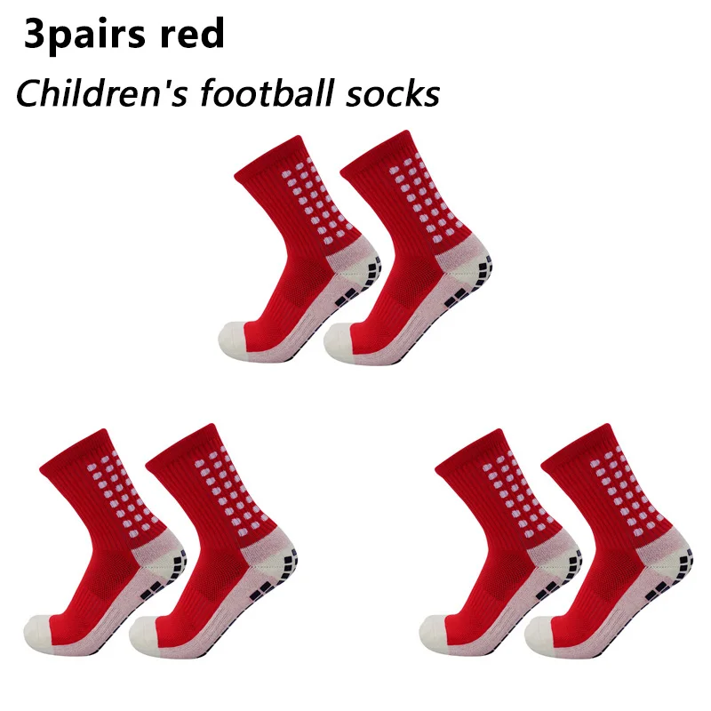 3 pairs Size 35-40 Children Teenager Breathable Sports Soccer Socks Outdoor Sports Non-slip Silicone Grip Football Socks