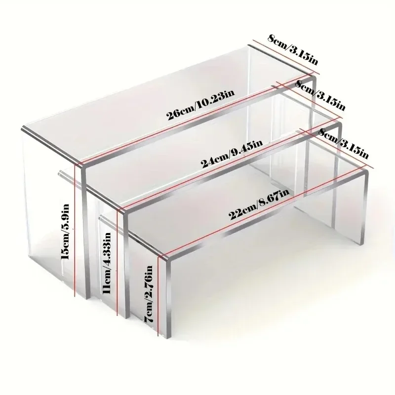 2026 Latest Models Clear Acrylic Riser Display Stand For Jewelry Figures Cupcake Candy Dessert Showcase Shelf - Store Display