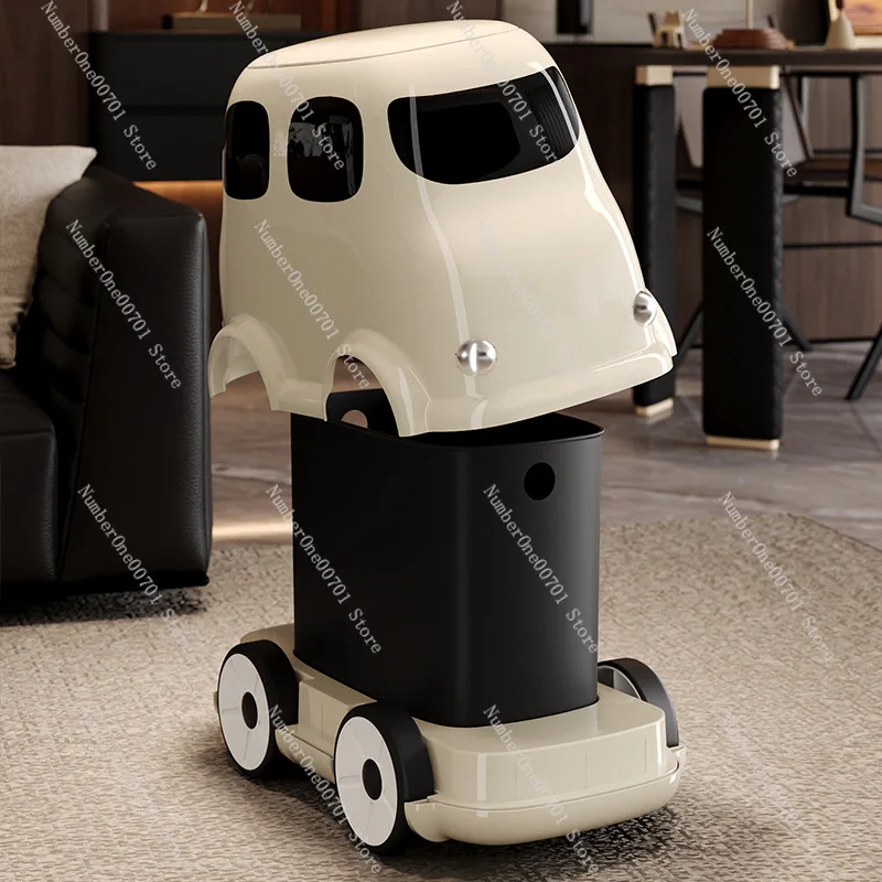 2026 New Large Capacity Trash Can Wheeled Hands-Free Sorting Garbage Bin No-Bend Household Storage Bucket