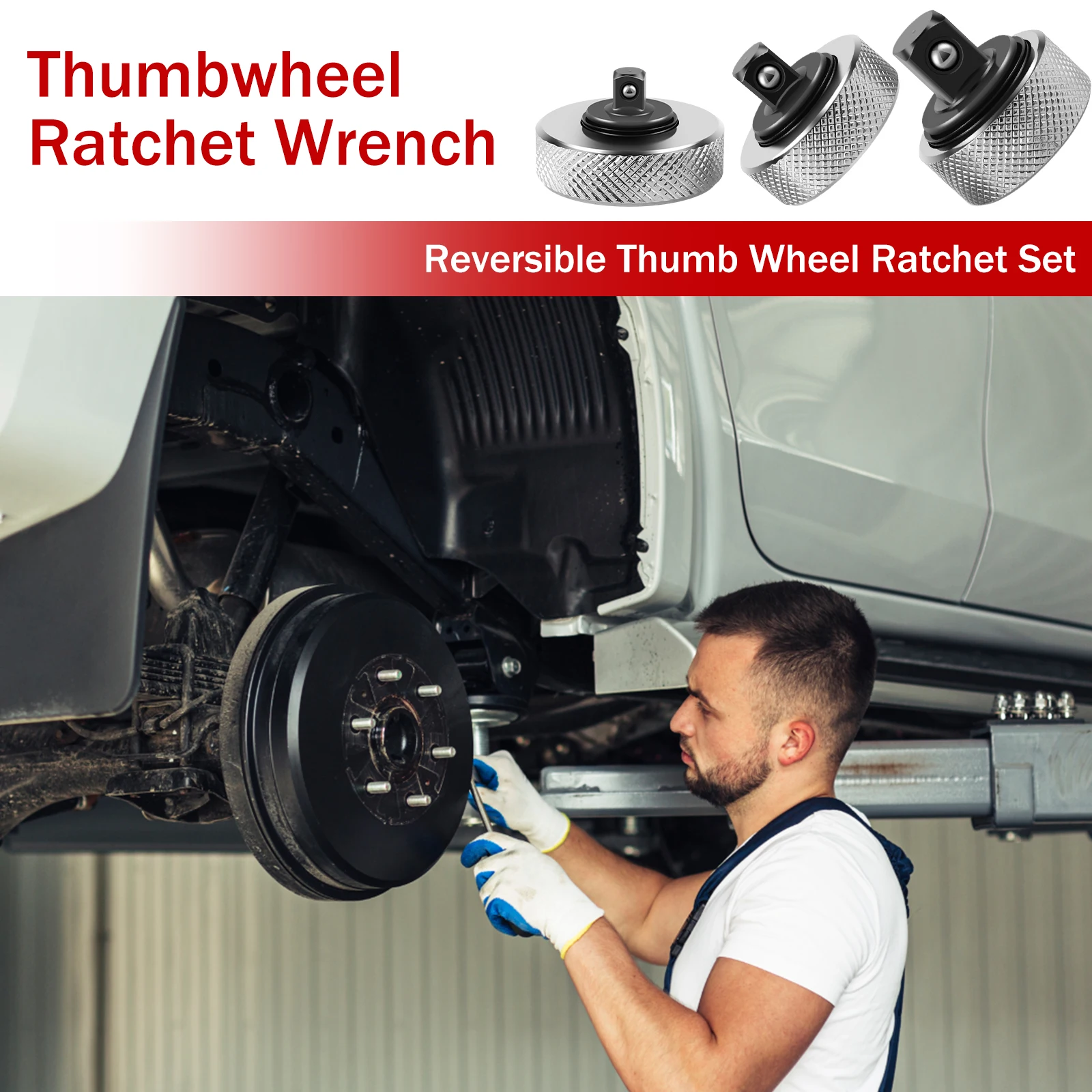 3Pc Mini Ratchet Socket Wrench Set Carbon Steel Ratchet Socket Finger Reversible Thumb Wheel Socket Wrench 1/2 3/8 1/4inch Drive