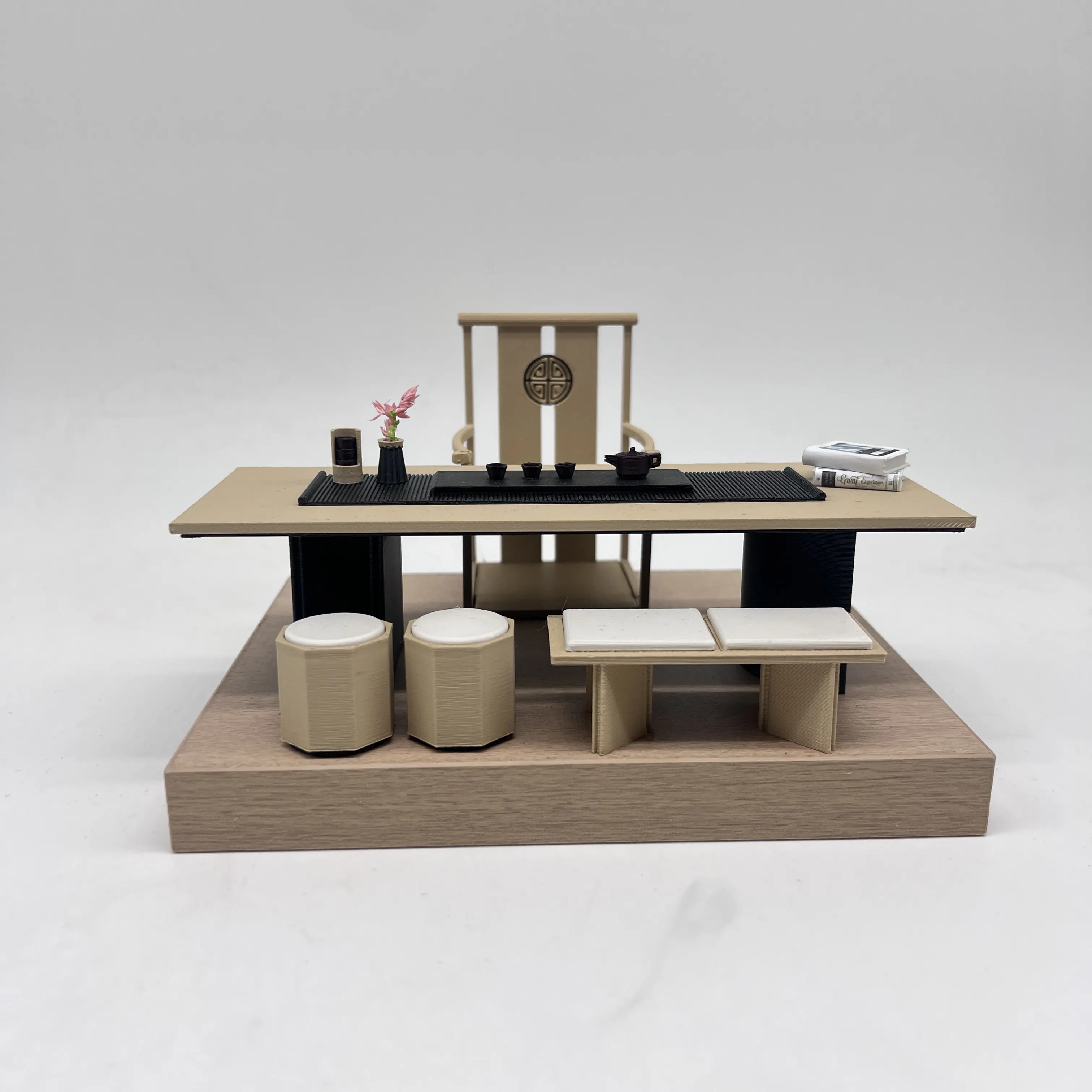 

1:12 Scale Original Miniature Tea Table - Dollhouse Furniture Model, Craft Supplies for Tabletop Display & Collectors