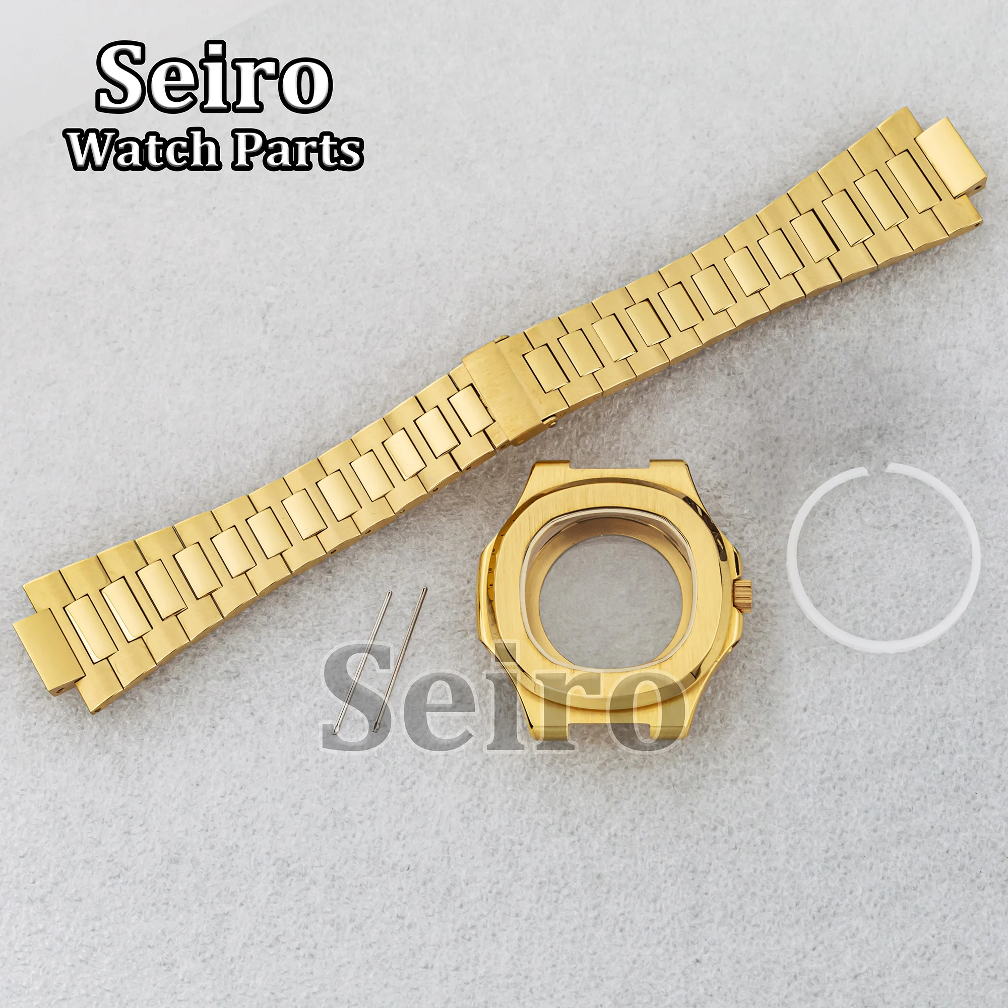 41MM Sapphire Glass Watch Case 25MM Stainless Steel Strap Silver PVD Black Gold Rose Gold Parts for Nautilus NH35 NH36 Movement