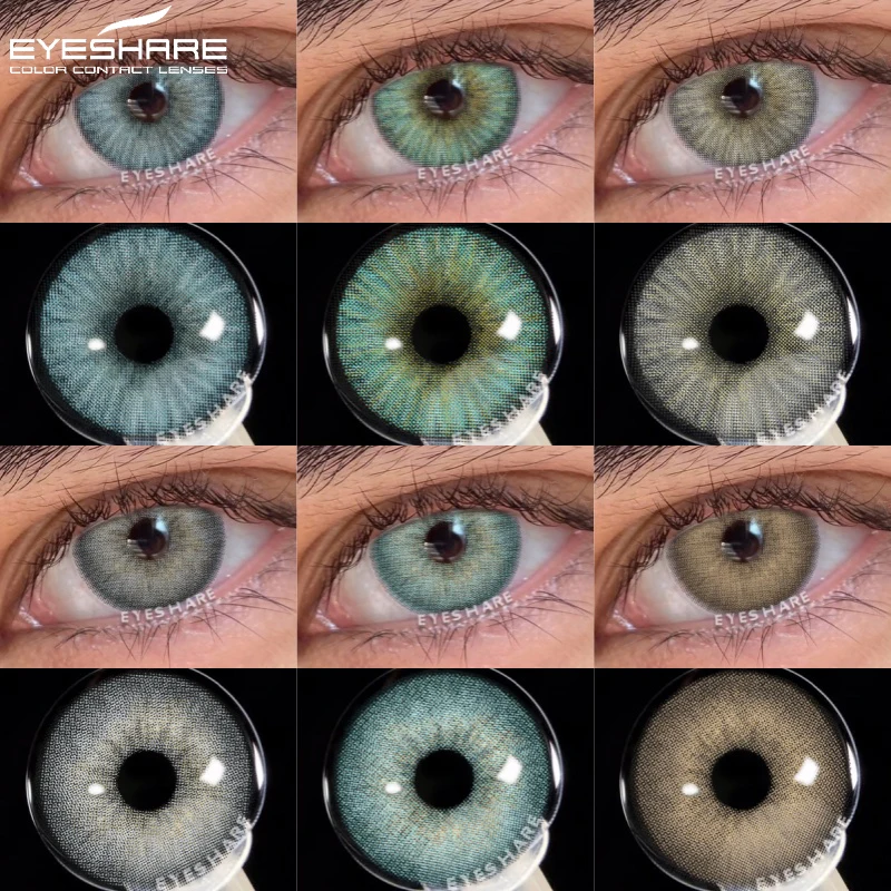 EYESHARE Natürliche grüne Kontakte, farbige Kontaktlinsen für Augen, 1 Paar Schönheits-Make-up, jährliche graue Pupillen, kosmetische blaue Augenlinsen