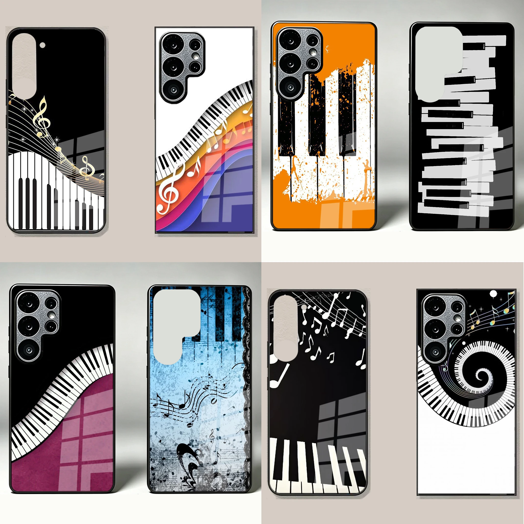 Piano Keys Musical Phone Case For Samsung Galaxy S26 S24 FE S25 EDGE S23 S22 ULTRA S21 S20 PLUS S10 LITE Glass Photo Mirror Etc
