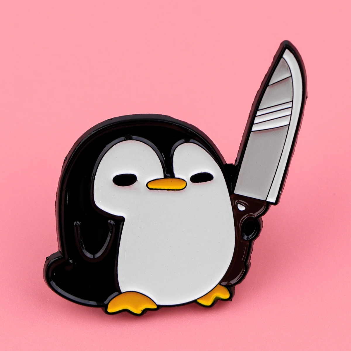 Cute Penguin Enamel Pins Funny Noot Noot Penguin with Knife Brooches Cartoon Badges for Backpacks Jackets Hats Creative Gifts