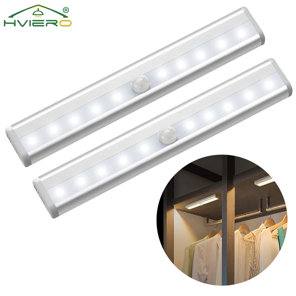 6/10LED PIR Motion Sensor Lamp Cupboard Wardrobe Bed Under Cabinet Night Light Smart Perception for Closet Stairs Led Ape Legend